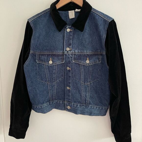 CW Clifford & Wills Vintage 90s/Y2K Velvet & Denim Jean Jacket - Picture 1 of 5